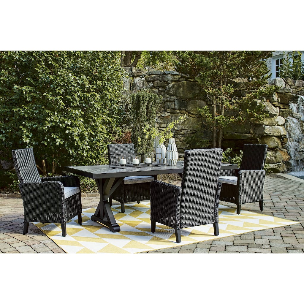 Signature Design by Ashley Beachcroft Black/Light Gray 5-Piece Outdoor Dining Package - 84.25" W x 42.25" D x 29.25" H