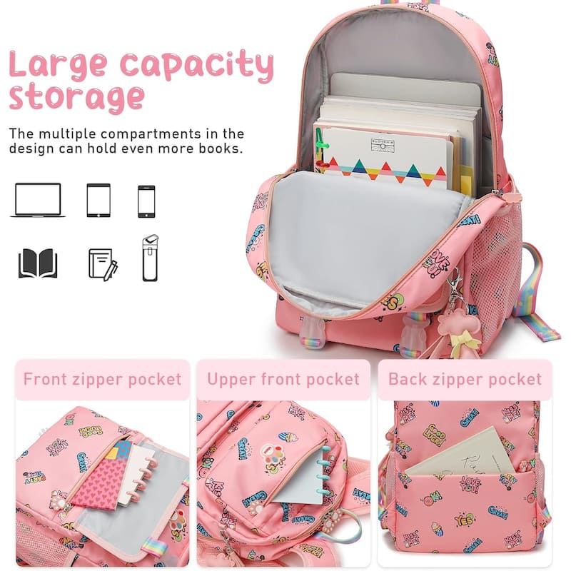 School Backpacks for Girls, Canvas Kids Schoolbag Casual Bookbag for Child Teens