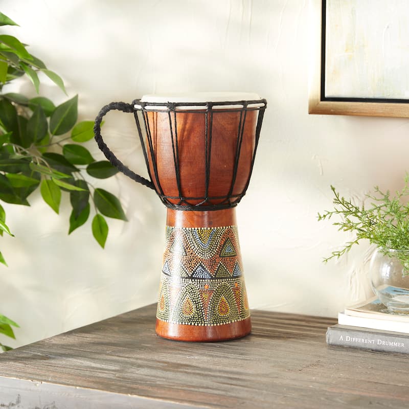Djembe Drum Inspired Bohemian Sculpture - Dark Brown