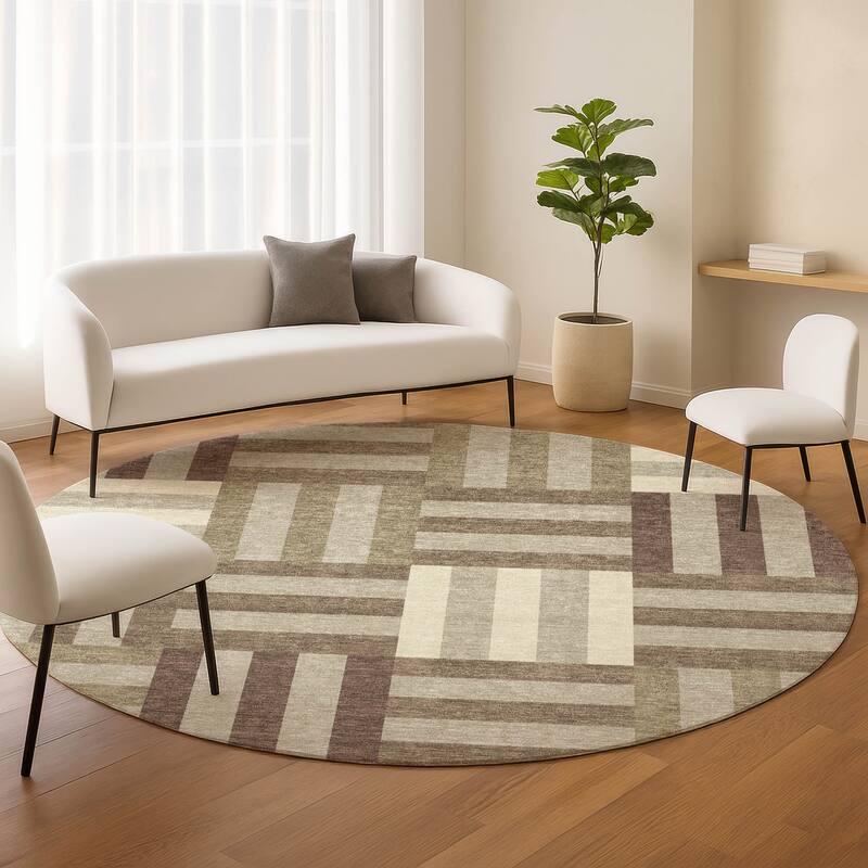 Machine Washable Indoor/ Outdoor Modern Hatch Chantille Rug