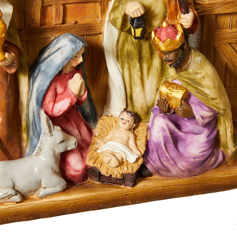 Glitzhome 12.5"L LED Lighted Resin Nativity Scenes