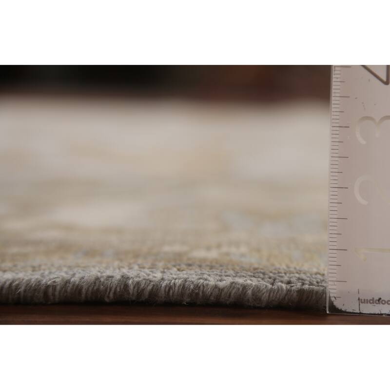 Grey Transitional Oushak Indian Area Rug Handmade Wool Carpet - 8'1"x 9'11"