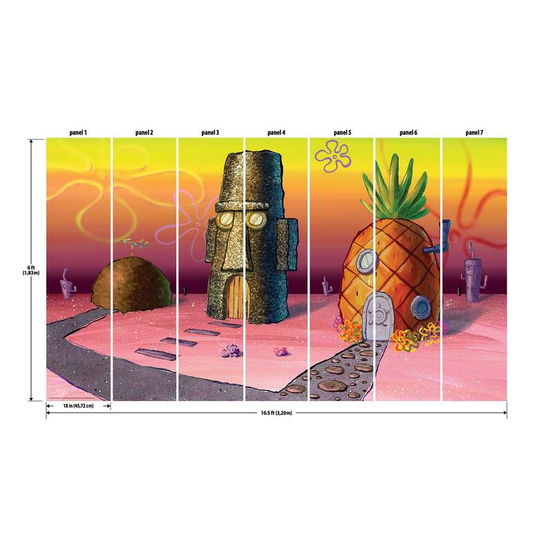 RoomMates SpongeBob SquarePants Sunset Pink Peel and Stick Mural