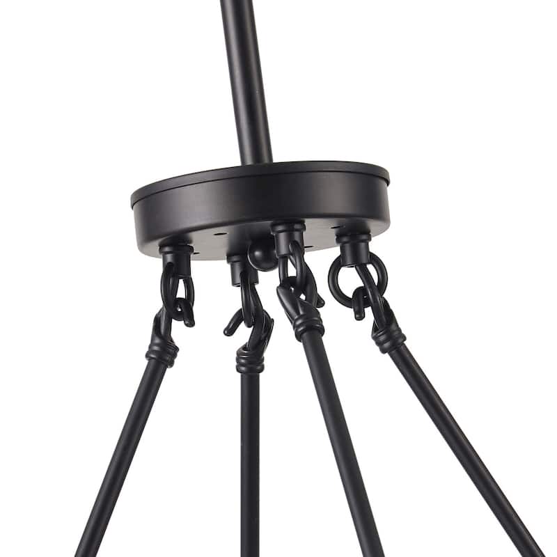 Industrial Black 12-Light Wagon Wheel Farmhouse Chandlier Fixture