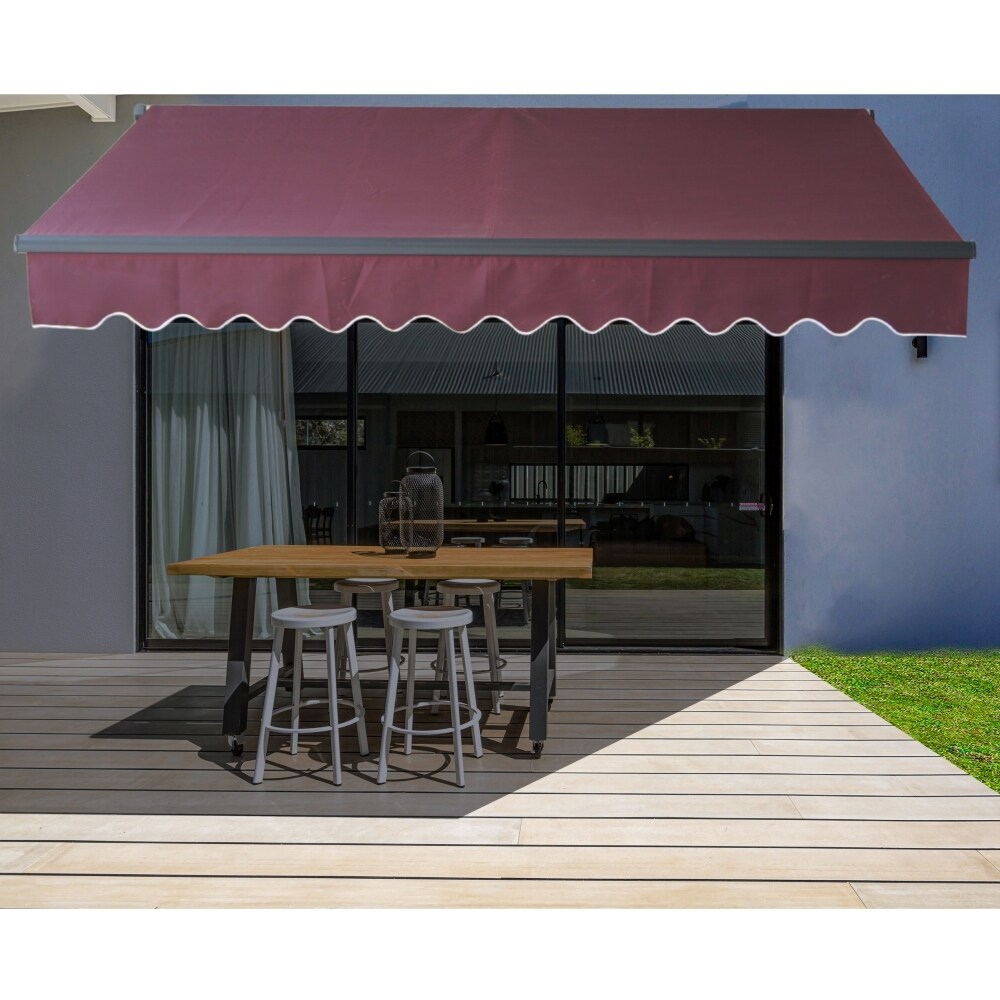 ALEKO Retractable Patio Awning 6.5 X 5 Ft Deck Sunshade Sand Color 