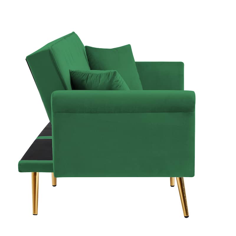 Modern Velvet Tufted Sofa Couch with 2 Pillows Loveseat Sofa Bed