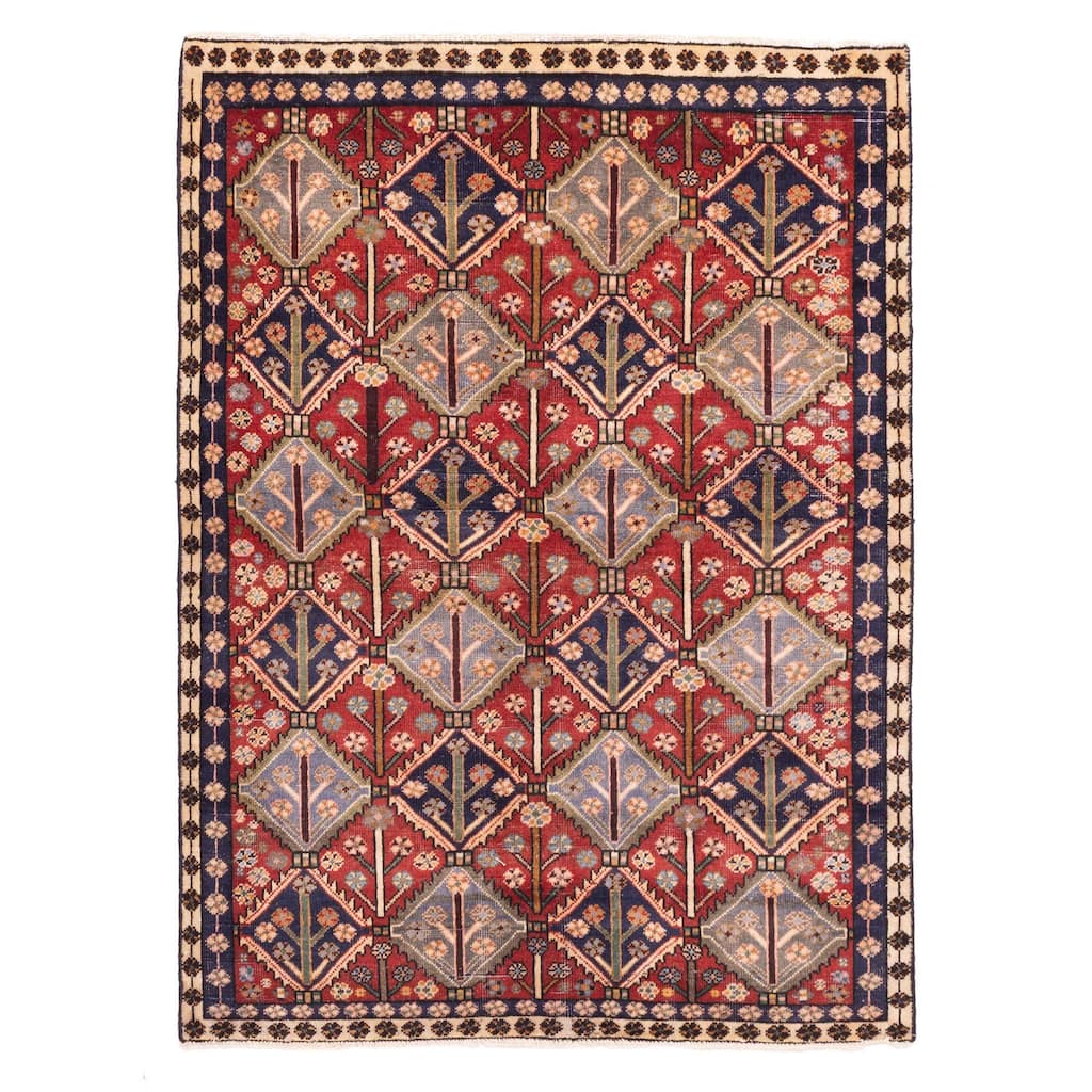 ECARPETGALLERY Hand-knotted Kayseri Vintage Red Wool Rug - 4'5 x 6'5