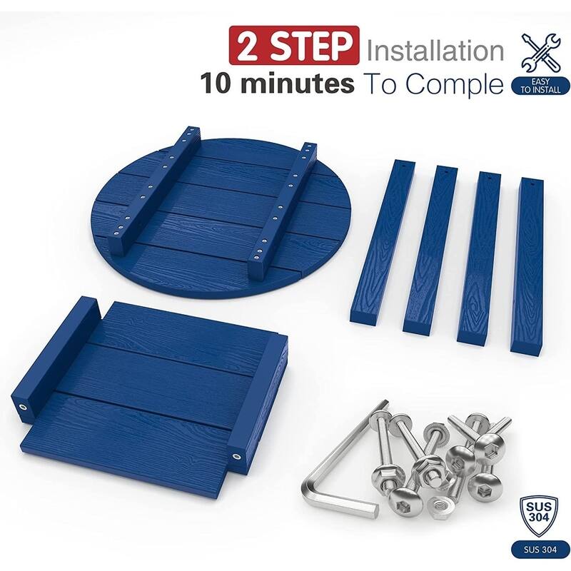 WINSOON All Weather HIPS Outdoor Round 2-Tier Outdoor Side Tables Adirondack Tables