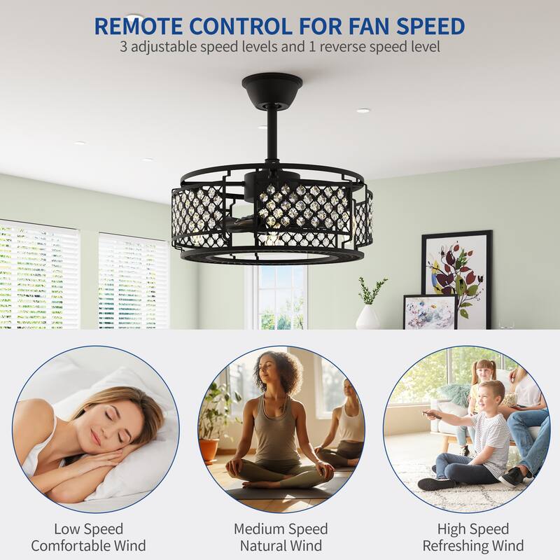 Moasis 19"Caged Crystal Ceiling Fan with Remote - 19"
