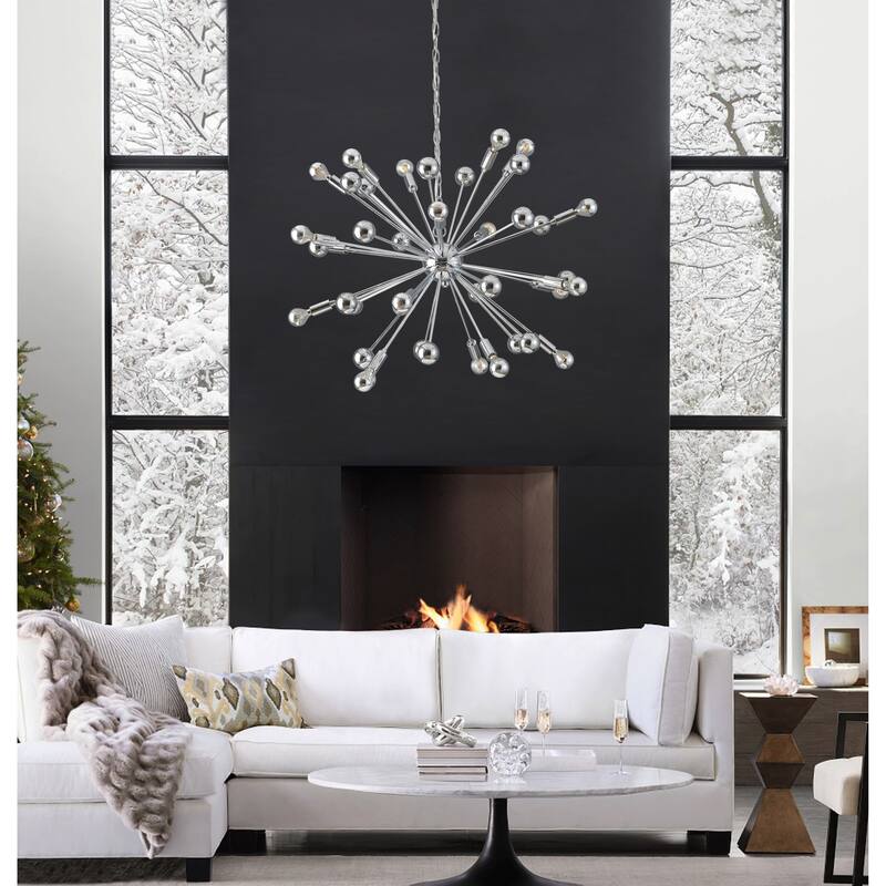 SAFAVIEH Lighting Starburst Sputnik 20-light Chrome Chandelier - 31"x31"x22-94" - 31"W x 31"D x 94"H