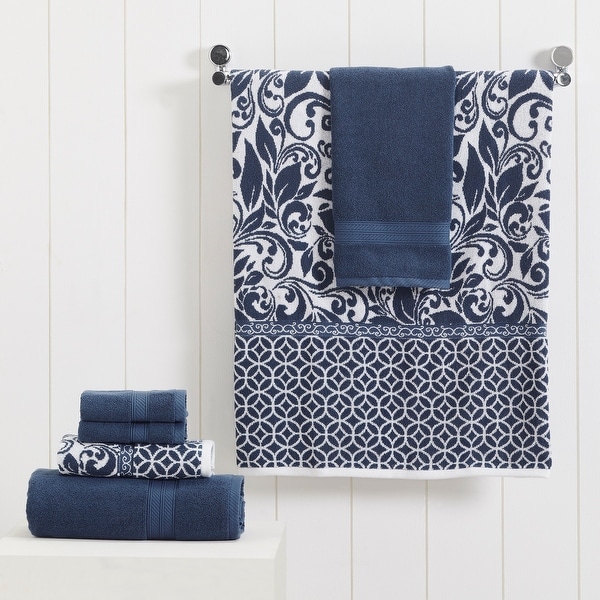 Modern Threads Trefoil Filigree 6 Piece Yarn Dyed Jacquard Towel Set. Opens flyout.