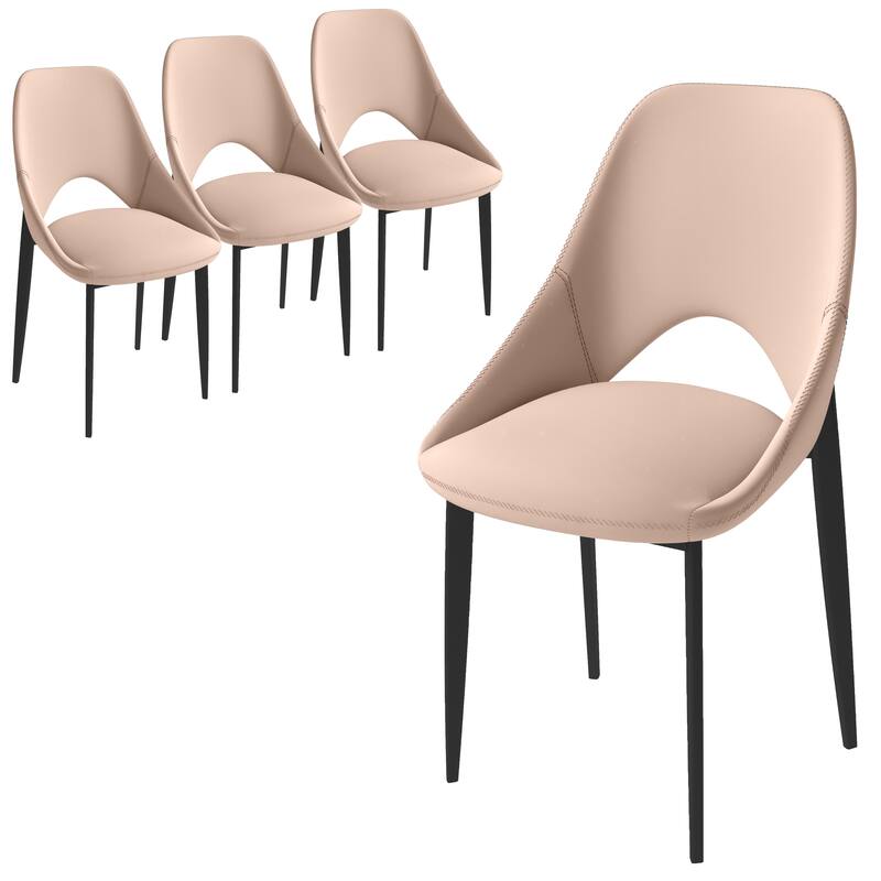 Amalfi Set of 4 Modern Fabric Upholstered Accent Dining Chairs with Curved Open Back and Metal Legs for Home or Apartment - Taupe