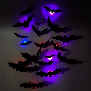 48pack Luminous 3D Bats Stickers, Halloween Wall Decorations