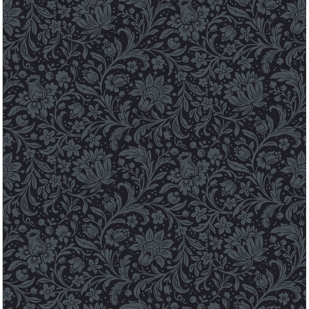 Chris Loves Julia x A-Street Prints Hague Dark Blue Floral Trail Wallpaper
