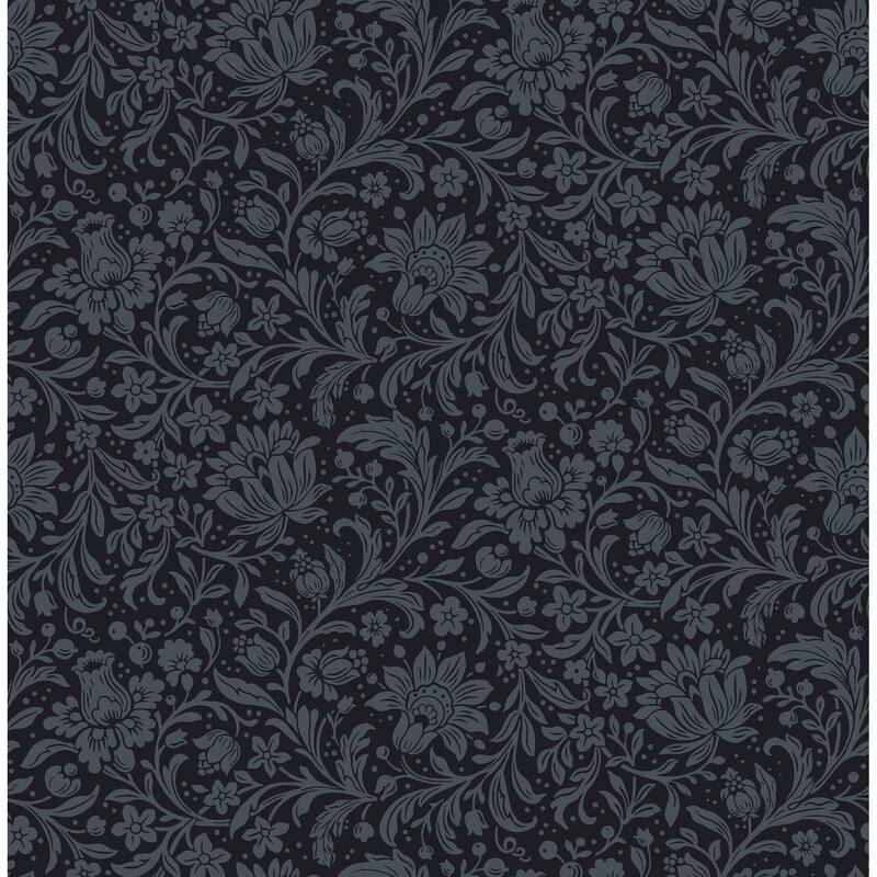 Chris Loves Julia x A-Street Prints Hague Dark Blue Floral Trail Wallpaper
