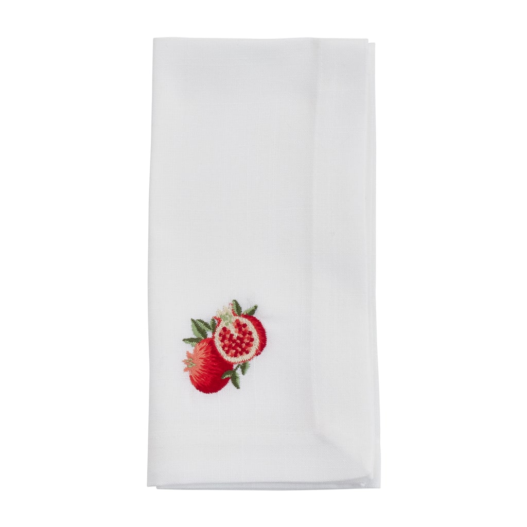 Embroidered Table Napkins With Pomegranate Design (Set of 4) - 20"x20"