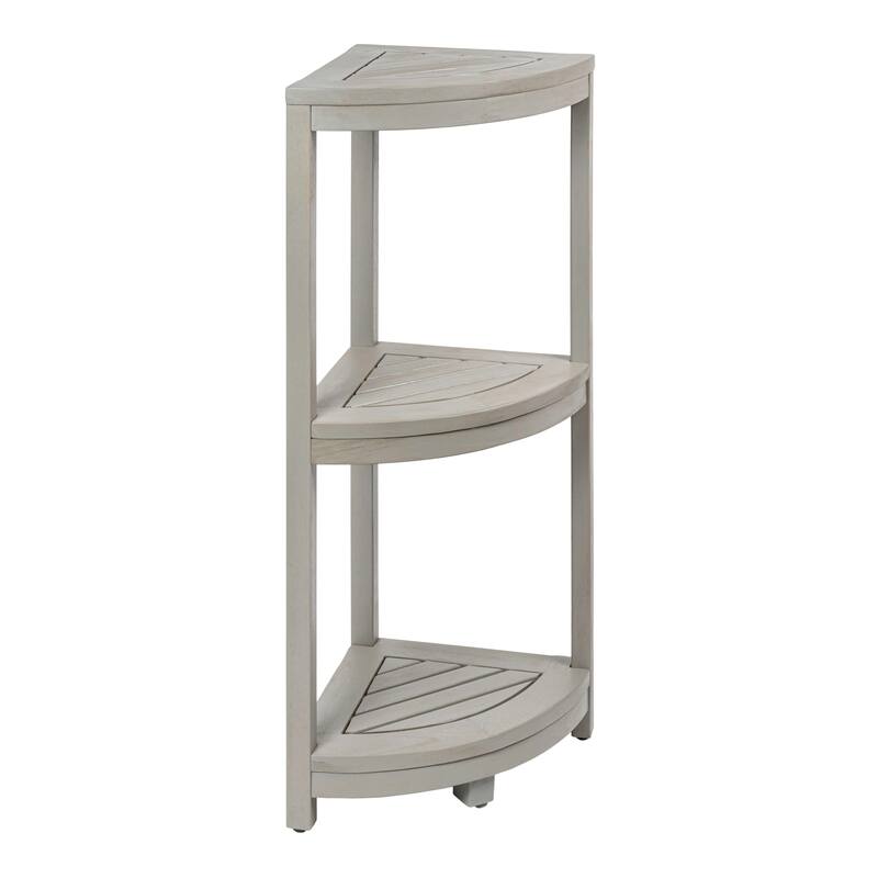 33" Sela 3-Tier Acacia Wood Freestanding Bathroom Corner Shelf - Gray