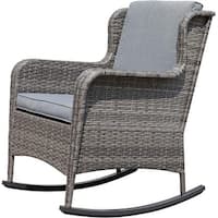Outdoor Resin Wicker Rocking Chair with Cushions - Bed Bath & Beyond ...