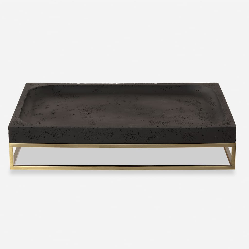 Uttermost Shadowstone Cast Black Tray - 18'' W X 13'' D X 3.5'' H