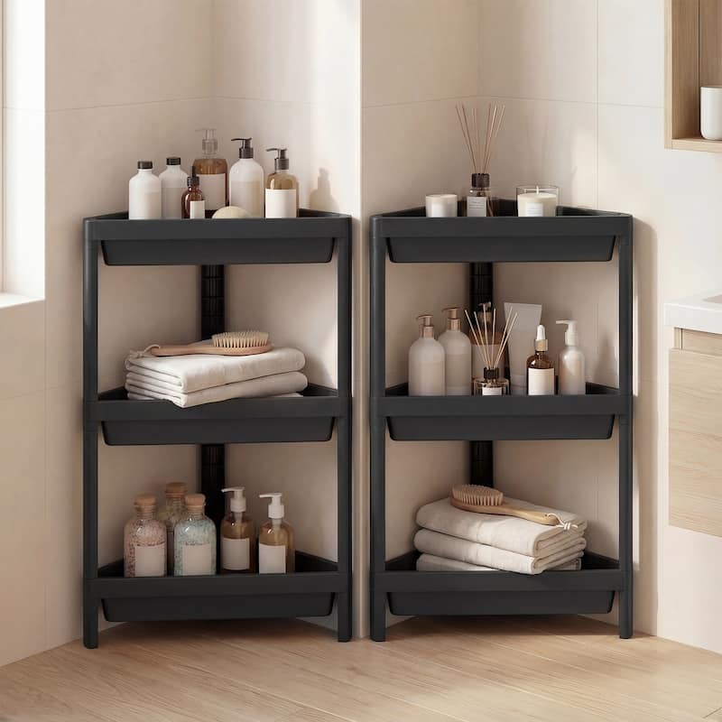 Gymax 2-Pack 3-Tier Shelf w/Detachable Design & Drainage Holes