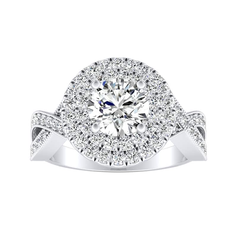 Auriya 14k Gold Vintage 1 1/6ctw Double Halo Diamond Engagement Ring (G-H, VS1-VS2)