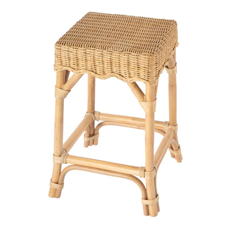 Flora Rattan Scalloped Counter stool - Natural Rattan