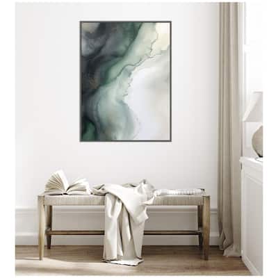 Kate and Laurel Sylvie Green Wave Framed Canvas by Amy Lighthall