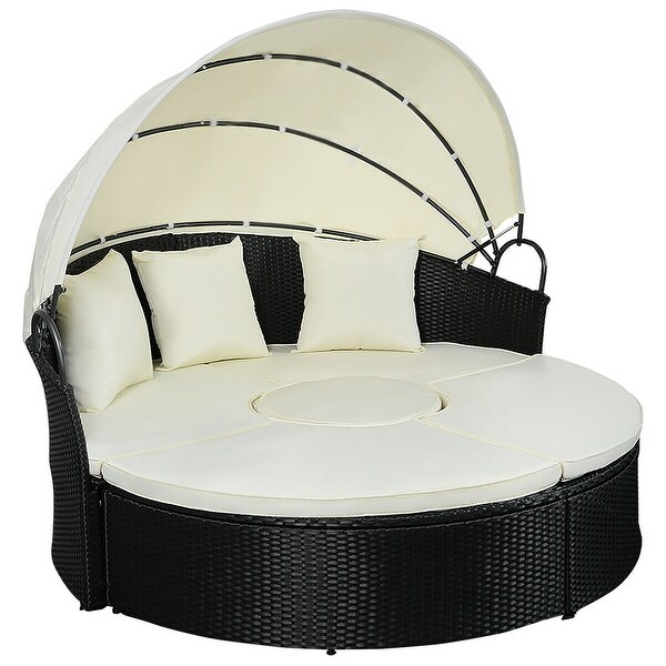 Shop Costway Daybed Patio Sofa Furniture Round Retractable ...