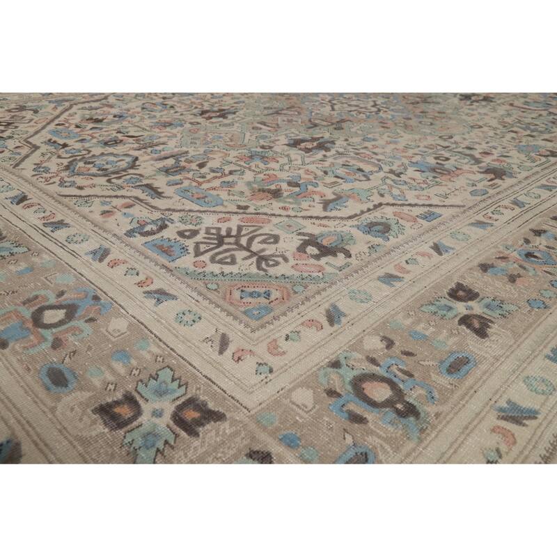 Geometric Tabriz Persian Area Vintage Rug Handmade Wool Carpet - 7'10"x 11'1"