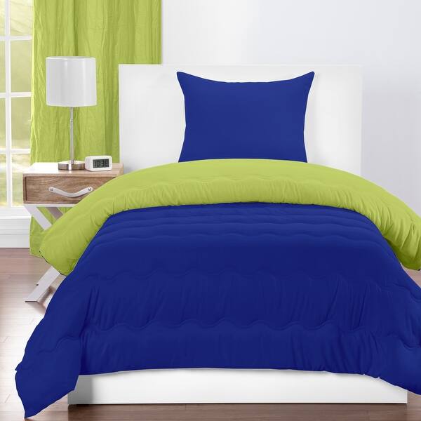 slide 2 of 5, Lil' Sis Lime and Cobalt Blue Reversible Comforter set Twin