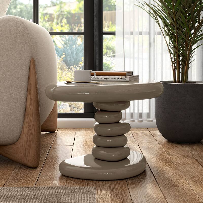 24/7 Shop At Home Modern 2-Piece Oval Glossy Low Profile Coffee Table Set