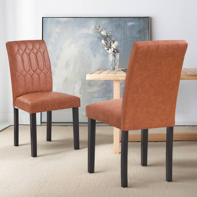 Upholstered Dining Chairs Set of 2/4/6 Modern Kitchen Table Chairs with PU Leather, Wood Legs with Rubber Footpads