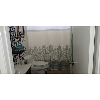 Shop Hookless 174 Shower Curtain Damask Border Print Teal