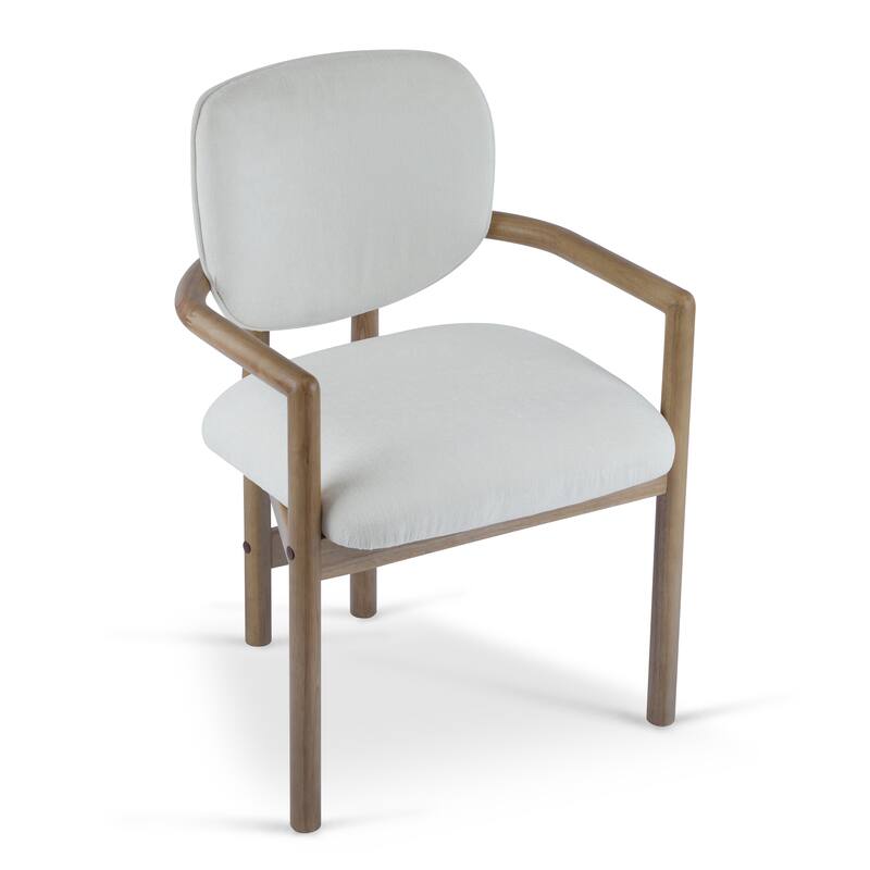 Dining Chairs Set of 2 Upholstered Arm Chairs, Rubber Wood Accent Chairs Fabric Seating, 300 LBS Weight Capacity