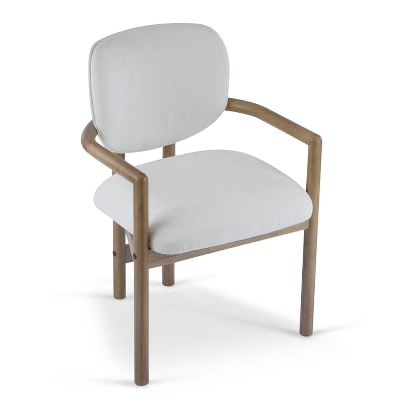 Roomfitters Upholstered Dining Arm Chair Set of 2, Rubber Wood Accent Seating, Comfortable Padded Seat