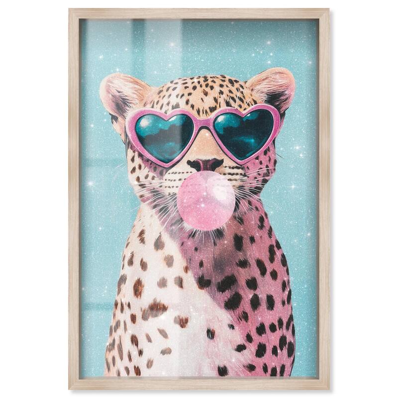 Pastel Cheetah Bubblegum Shadowbox by Art Remedy - Natural - 30" x 45"