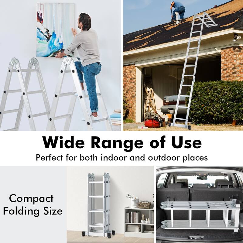 Gymax 7-in-1 Multifunctional Ladder w/Safe Locking Hinge & Anti-Skid