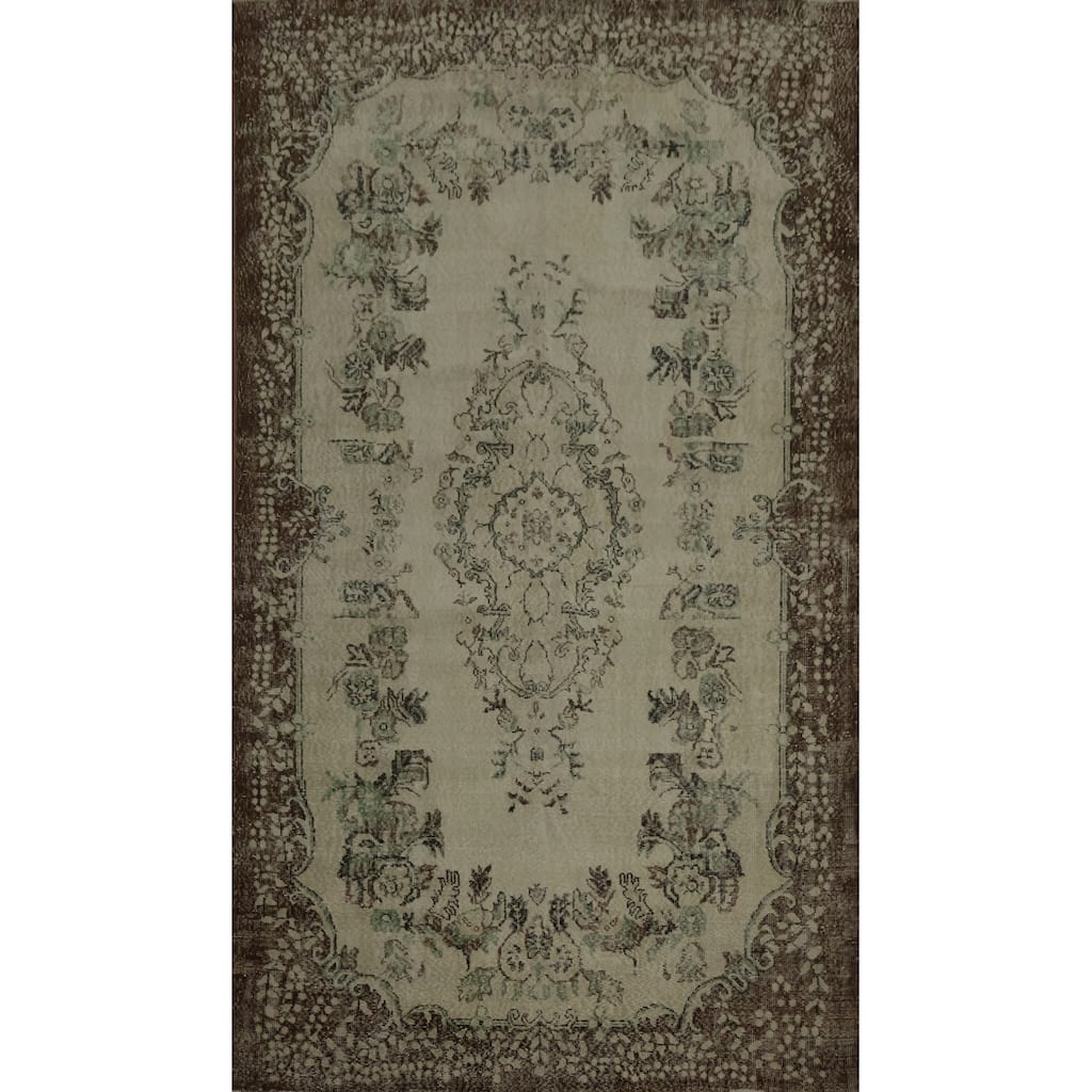 Hand Knotted Oriental 100% Wool Carpet Transitional Floral Beige & Ivories Anatolian Area Rug - 9' 11'' X 6' 2''