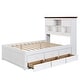 preview thumbnail 16 of 21, Captain Bed with Bookcase Headboard, Solid Wood Storage Platform Bed with Trundle & 3 Storage Drawers, for Kids Girls Boys