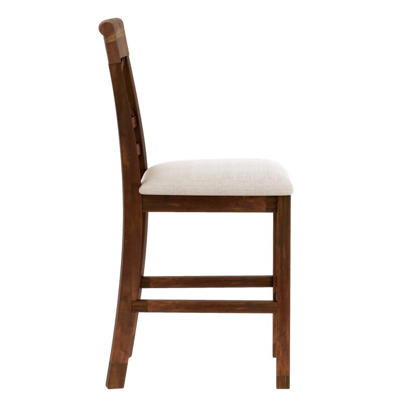 6-Piece Rustic Counter Height Dining Table Set, Rectangular Wood Table Set with Storage Shelf, Bench and 4 Chairs for Kitchen