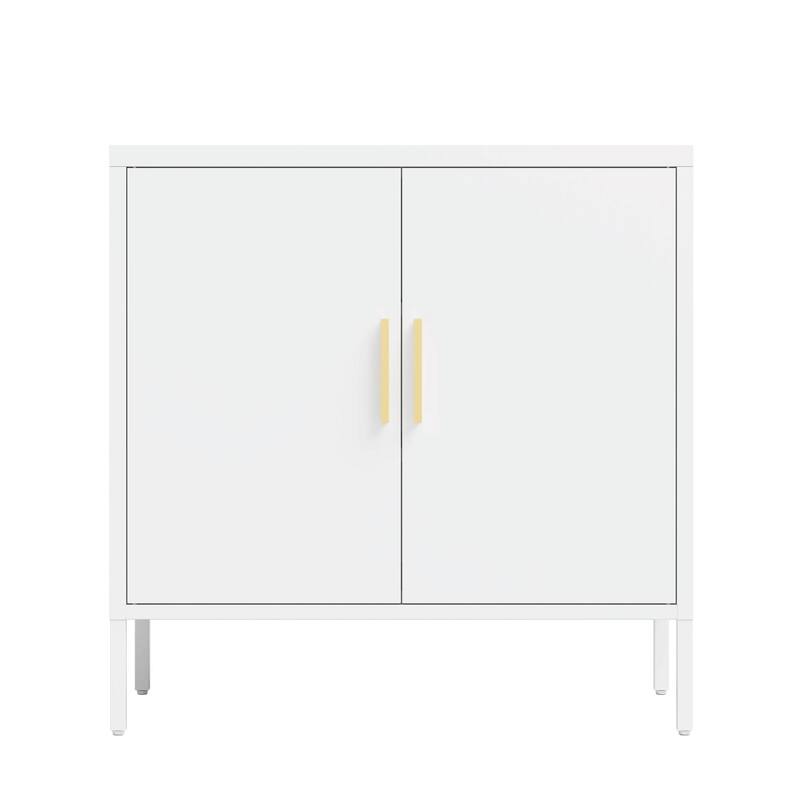 Steel Lockable Garage Storage Cabinet with 2 Doors and 2 Adjustable Shelves