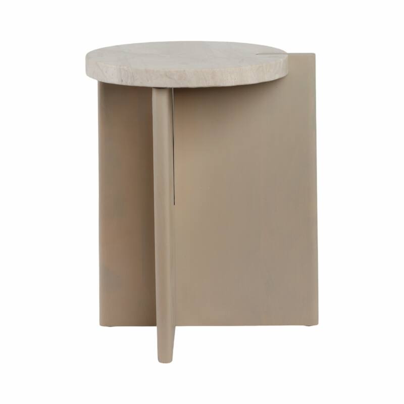 Stone Wood Accent Table Decorative Contemporary Silhouette Style