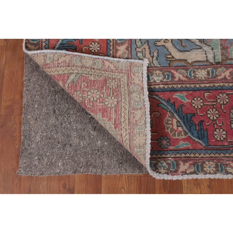 Distressed Tabriz Persian Vintage Rug Handmade Wool Carpet - 8'2" x 11'3"