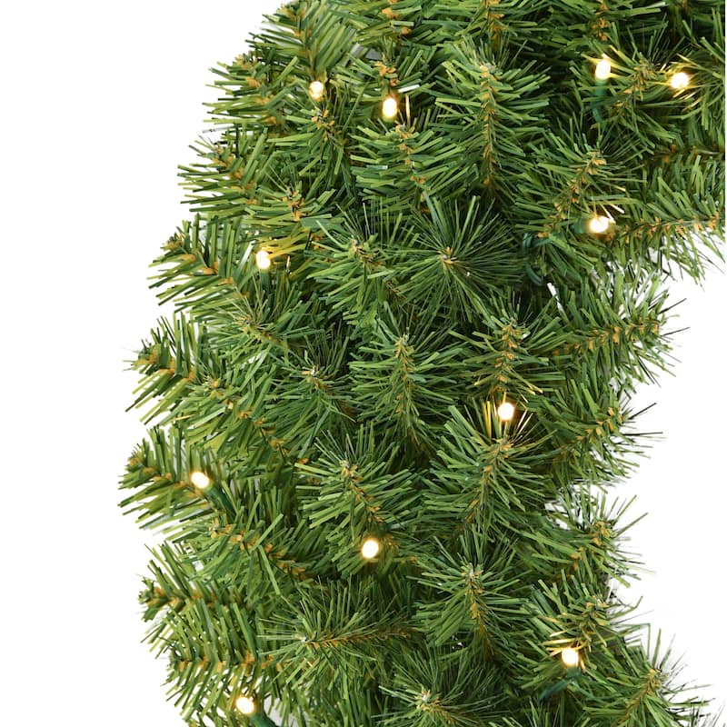 Puleo International 24" Pre-Lit Battery-Operated Artificial Christmas Wreath