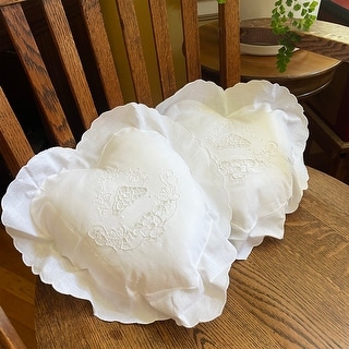 Modern Heirloom Venice Embroidered Heart Pillow Set, Includes 2 Pillows