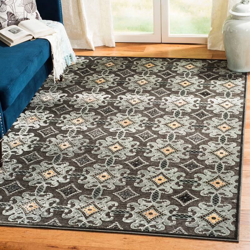 Martha Stewart by SAFAVIEH Gullu Ornate Viscose Rug - 5'1" x 7'6" - Anthracite/Anthracite