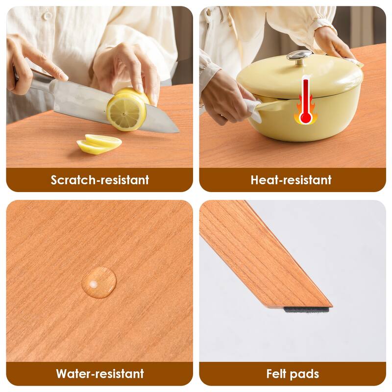 Rossetta Mid-Modern Century Natural Wooden Round X-Shaped Base Dining Table with soft pads