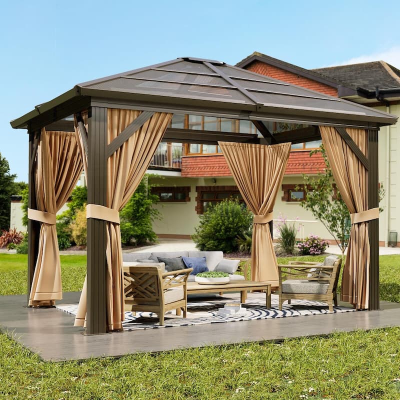 Outdoor Polycarbonate Hardtop Gazebo, Aluminium Frame