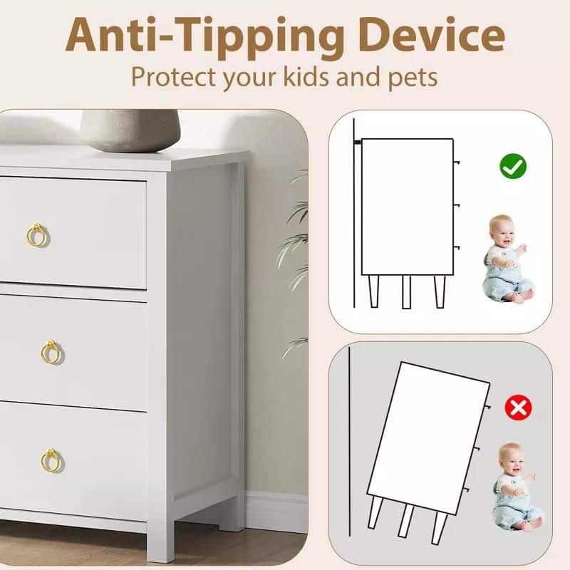 3/6/7 Drawer Tall Dresser for Bedroom, Modern Freestanding Wood Storage Chest of Drawers
