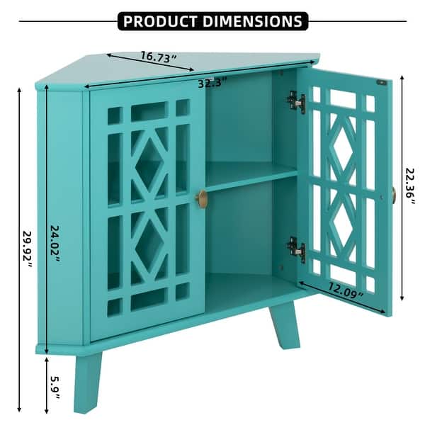 dimension image slide 3 of 5, Corner Sideboard Cabinet Free-Standing Corner Storage Organizer